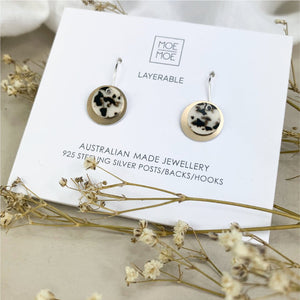 Ivory Tortoise Layered Small Circle Drop Earrings