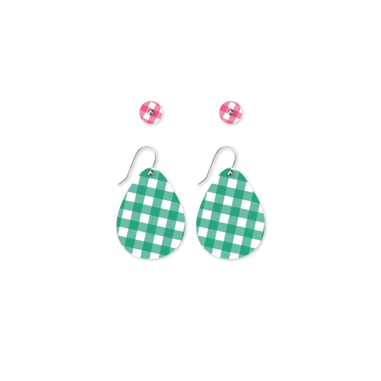 Gingham Emerald Duo Iconic Tear Pack Earrings