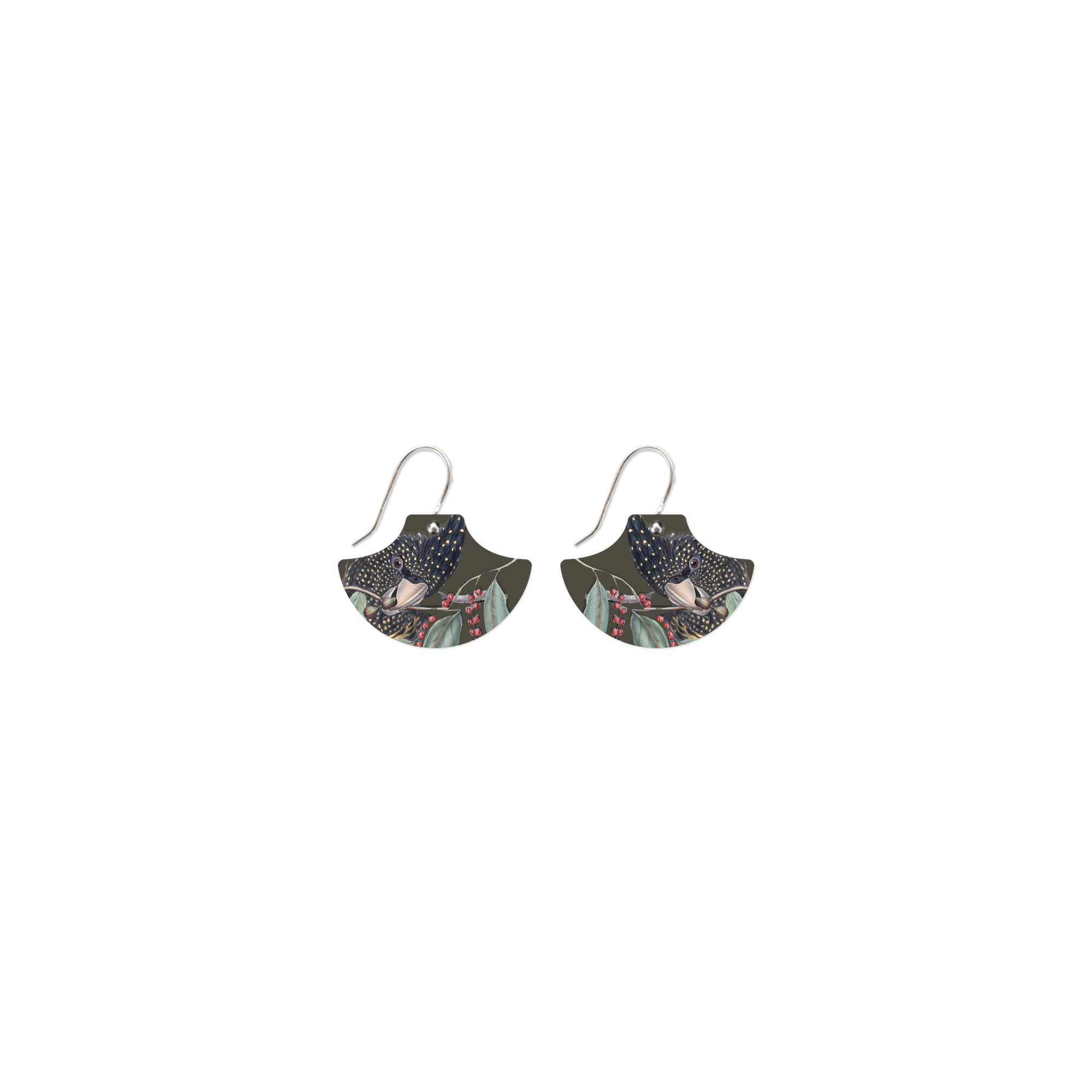 Native Birds Black Cockatoo Pagoda Drop Earring