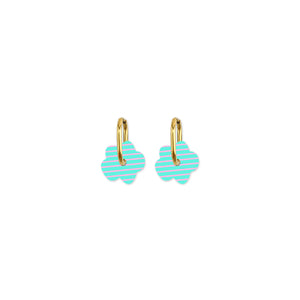 Cami Striped Flower Aqua/Pink Earring