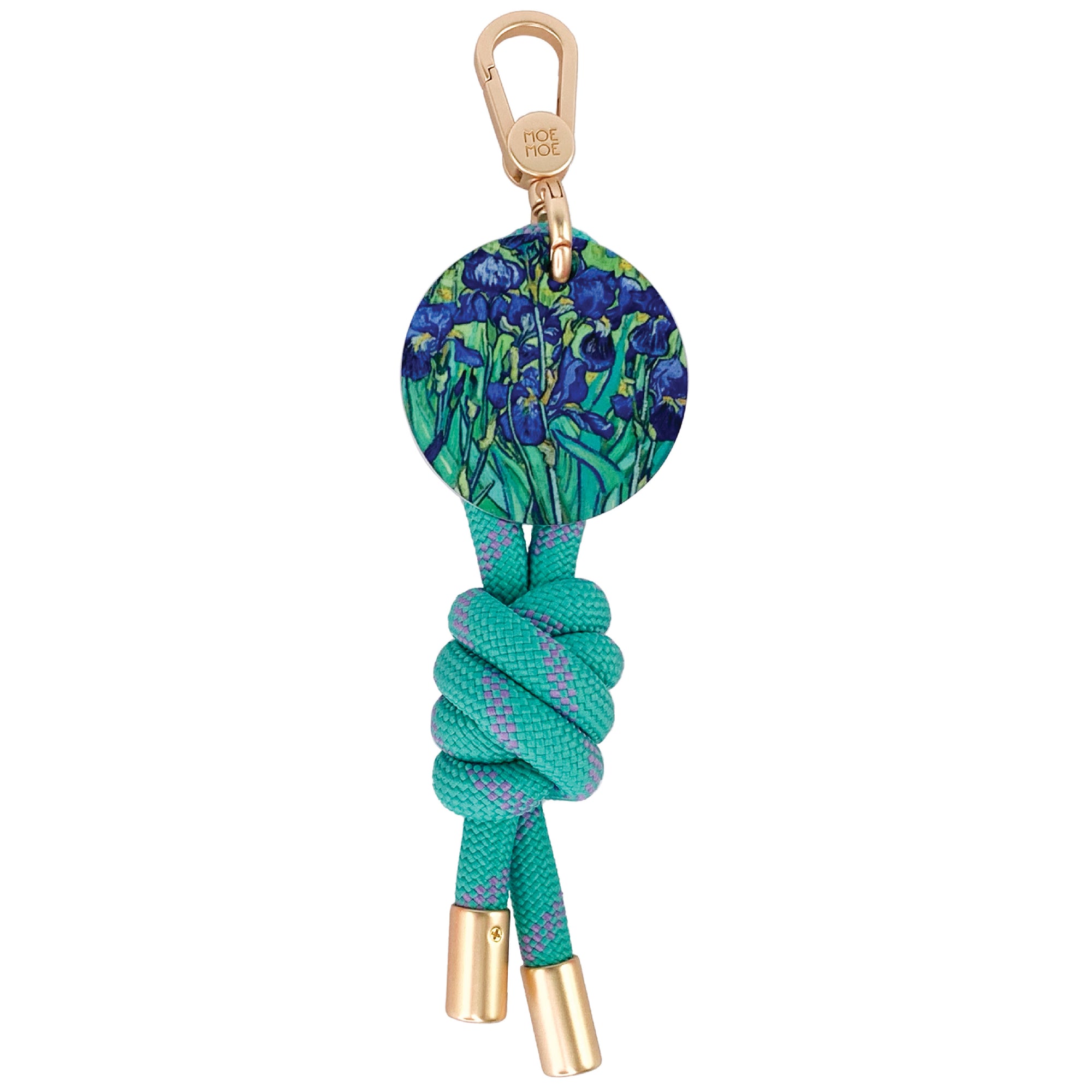 Keyring Floral Irises Turquoise