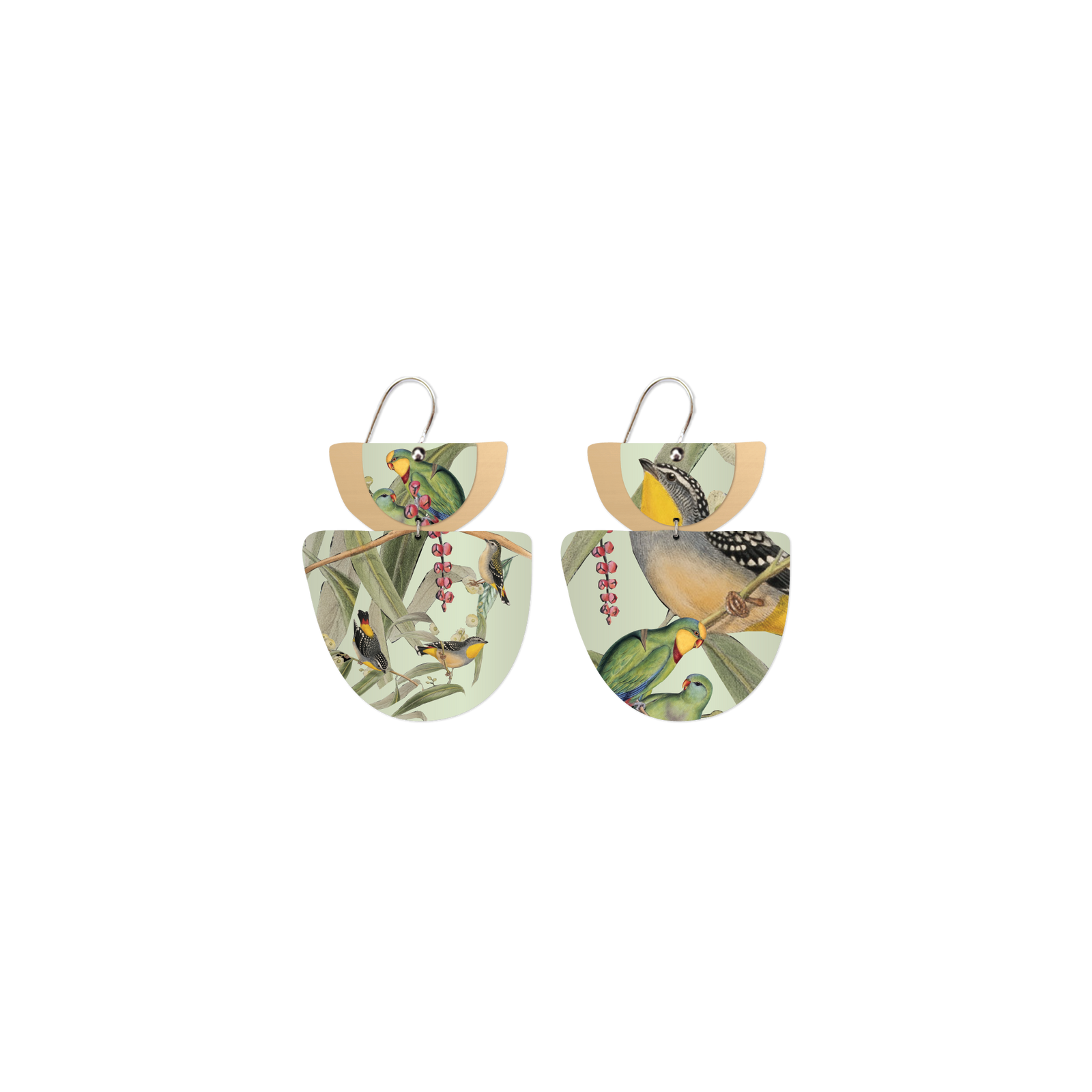 Native Birds Parrot & Pardalote Layered Double Bell Drop Earring