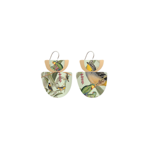 Native Birds Parrot & Pardalote Layered Double Bell Drop Earring