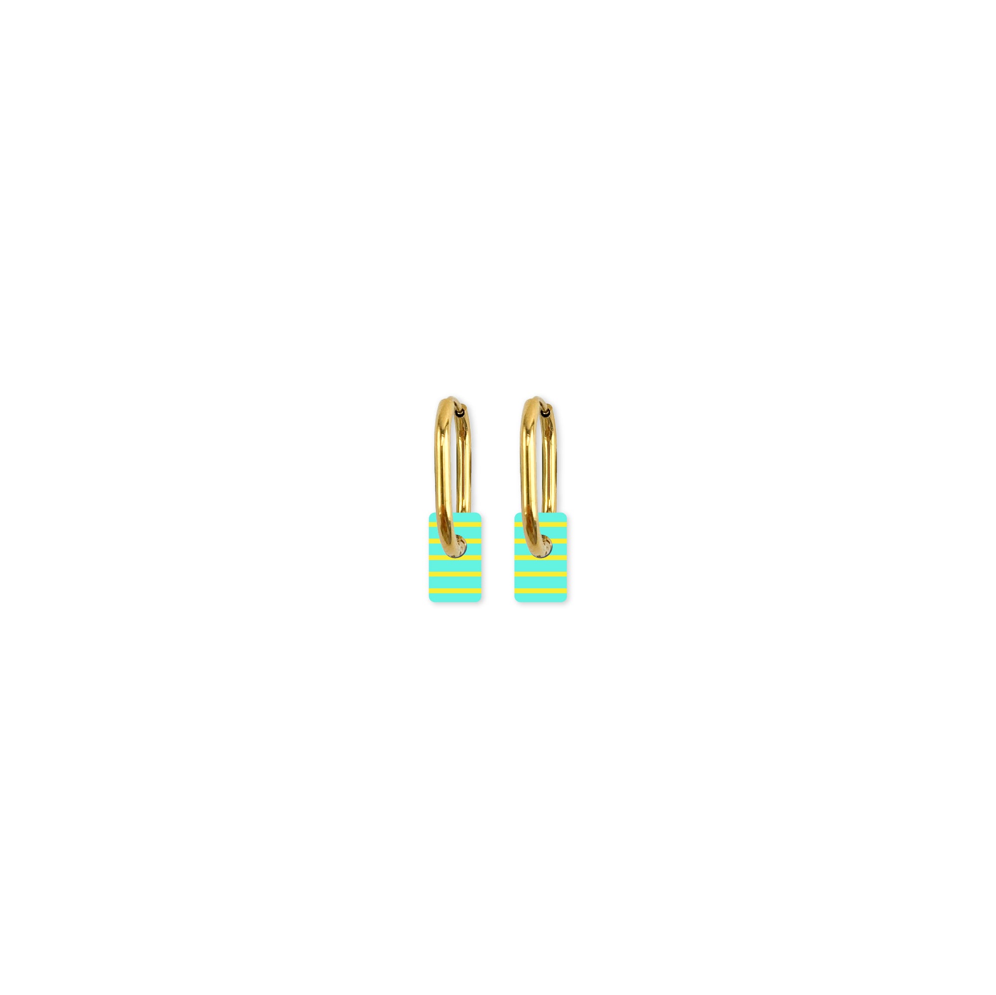 Cami Striped Tab Aqua/Yellow Earring