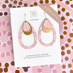 Azeza Possum Ceremony Layered Outline Tear drop Earrings