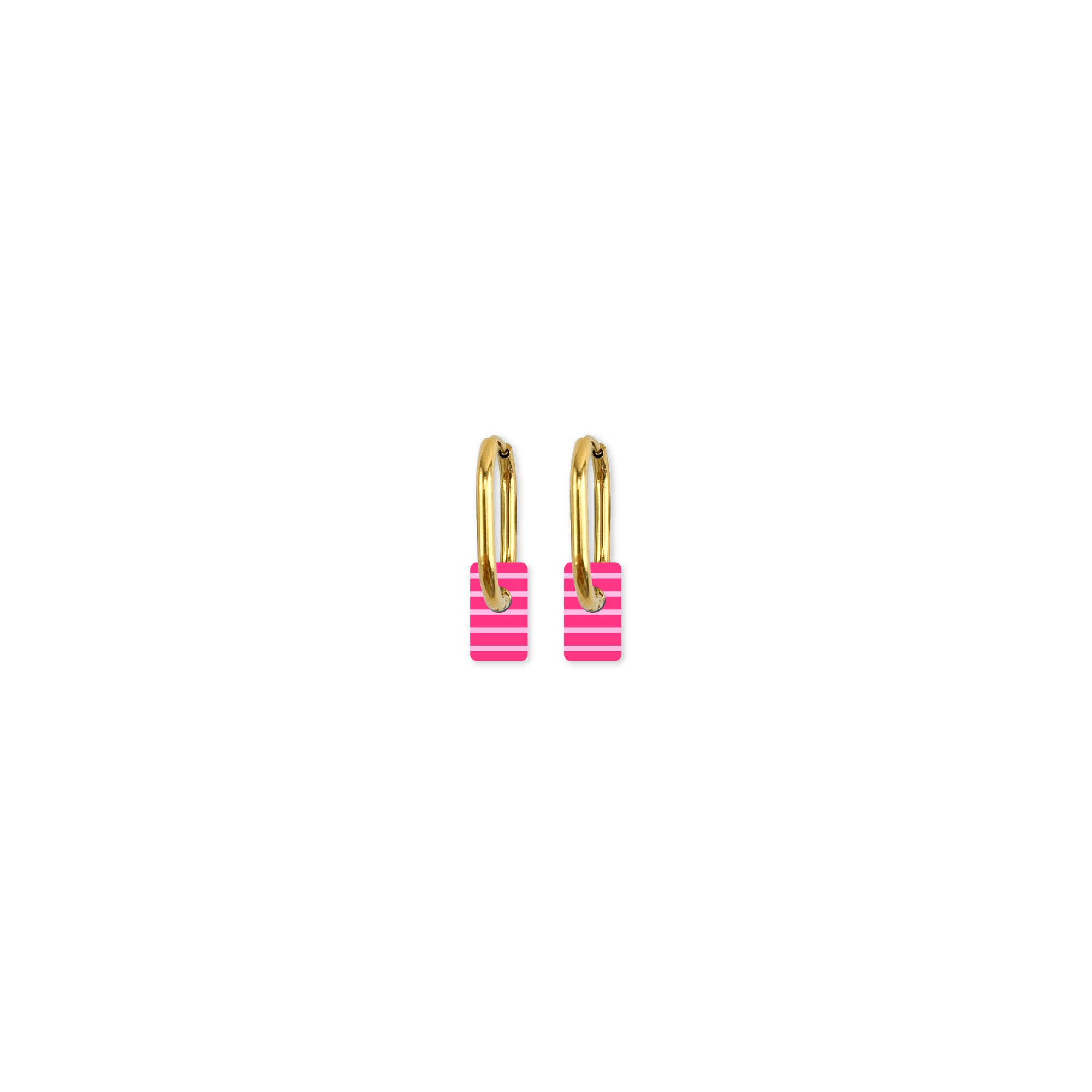 Cami Striped Tab Hot Pink Earring