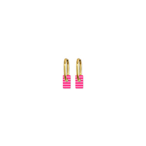 Cami Striped Tab Hot Pink Earring