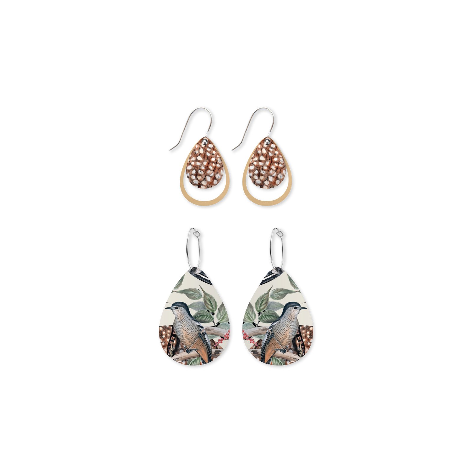 Native Birds Feather & Cuckoo Duo Tears Pack Earring