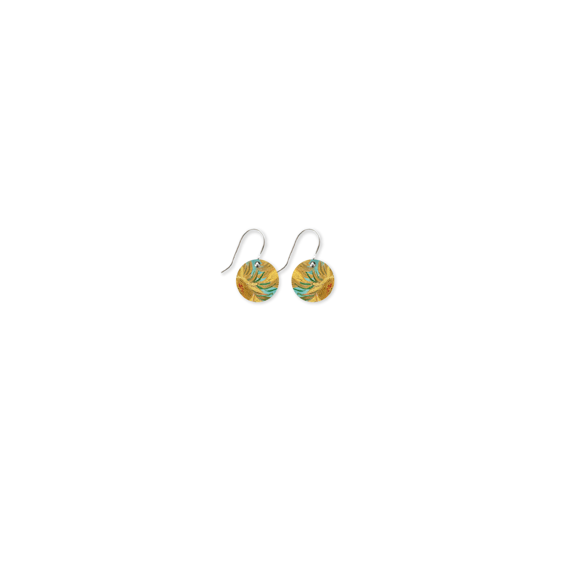 Van Gogh Sunflowers Small Circle Drop Earrings