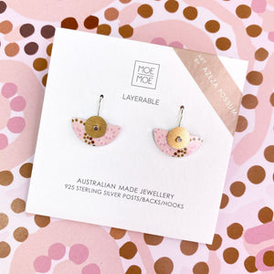Azeza Possum Ceremony Layered Small Moon Drop Earrings