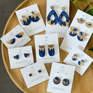 Kirsten Katz Botanic Blues Layered Tab Drop Earrings