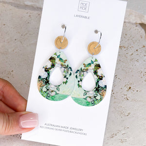 Van Gogh Roses Small Avo Circle Hoop Earrings