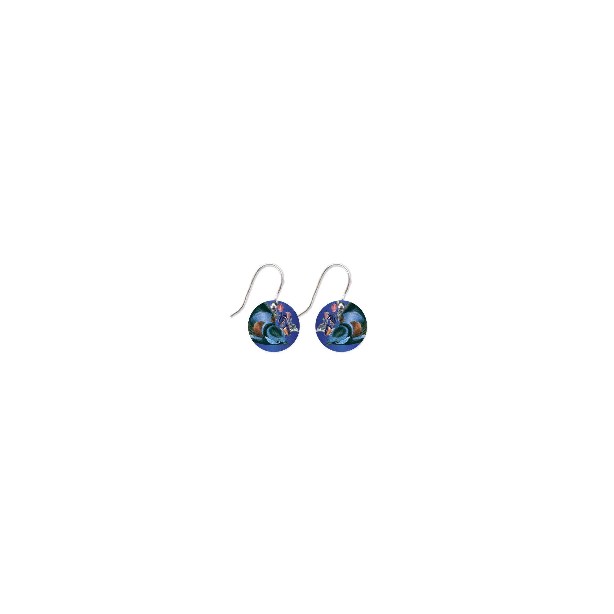 Native Birds Kingfisher Blue Small Circle Drop Earring