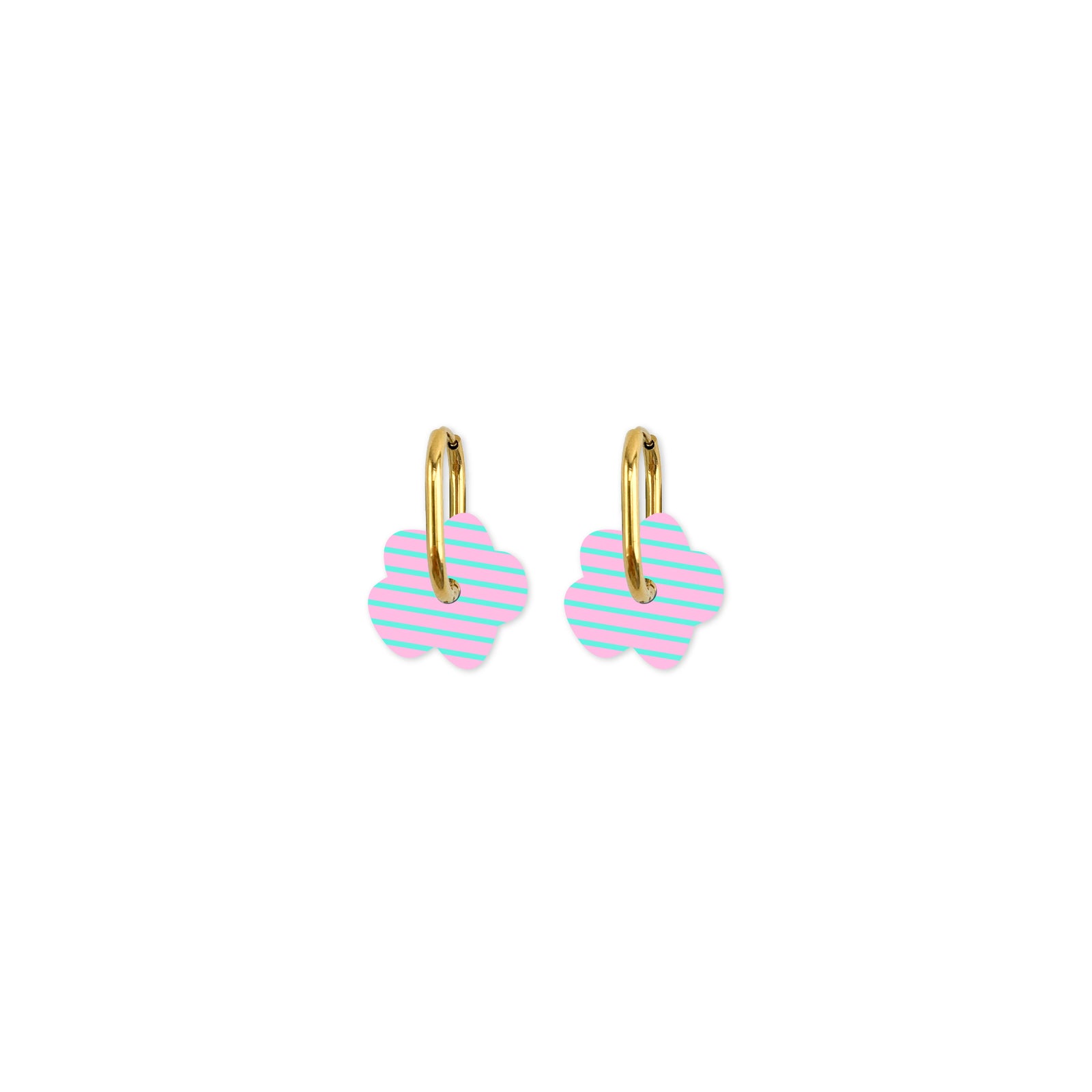Cami Striped Flower Soft Pink/Aqua Earring
