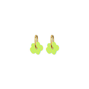 Cami Striped Flower Yellow/Aqua Earring
