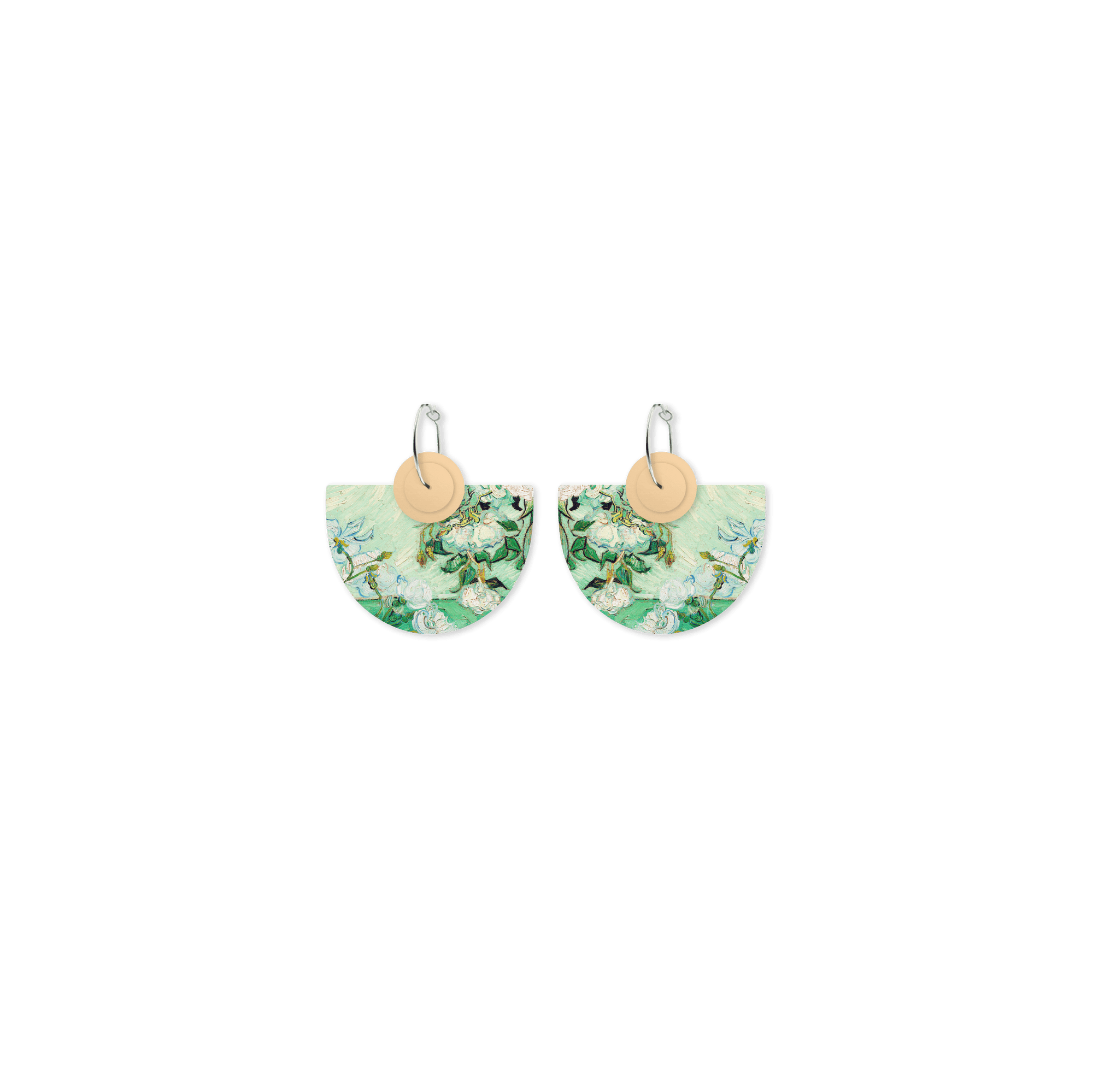 Van Gogh Roses Layered Classic Bell Hoop Earrings