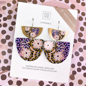 Azeza Possum Ceremony Layered Double Bell drop Earrings
