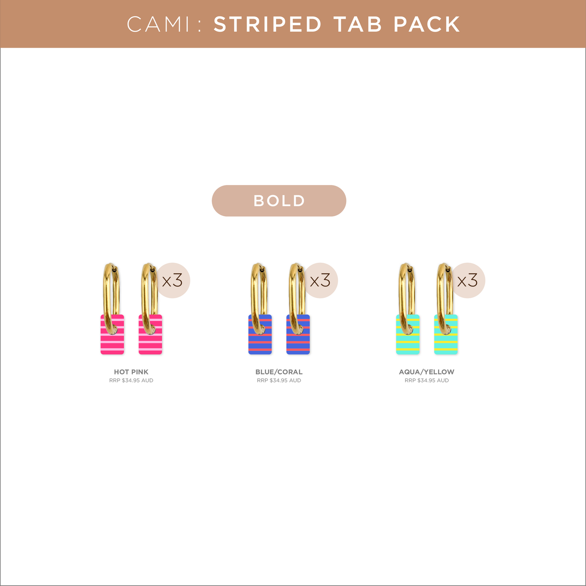 Cami Pack Striped Tab Bold