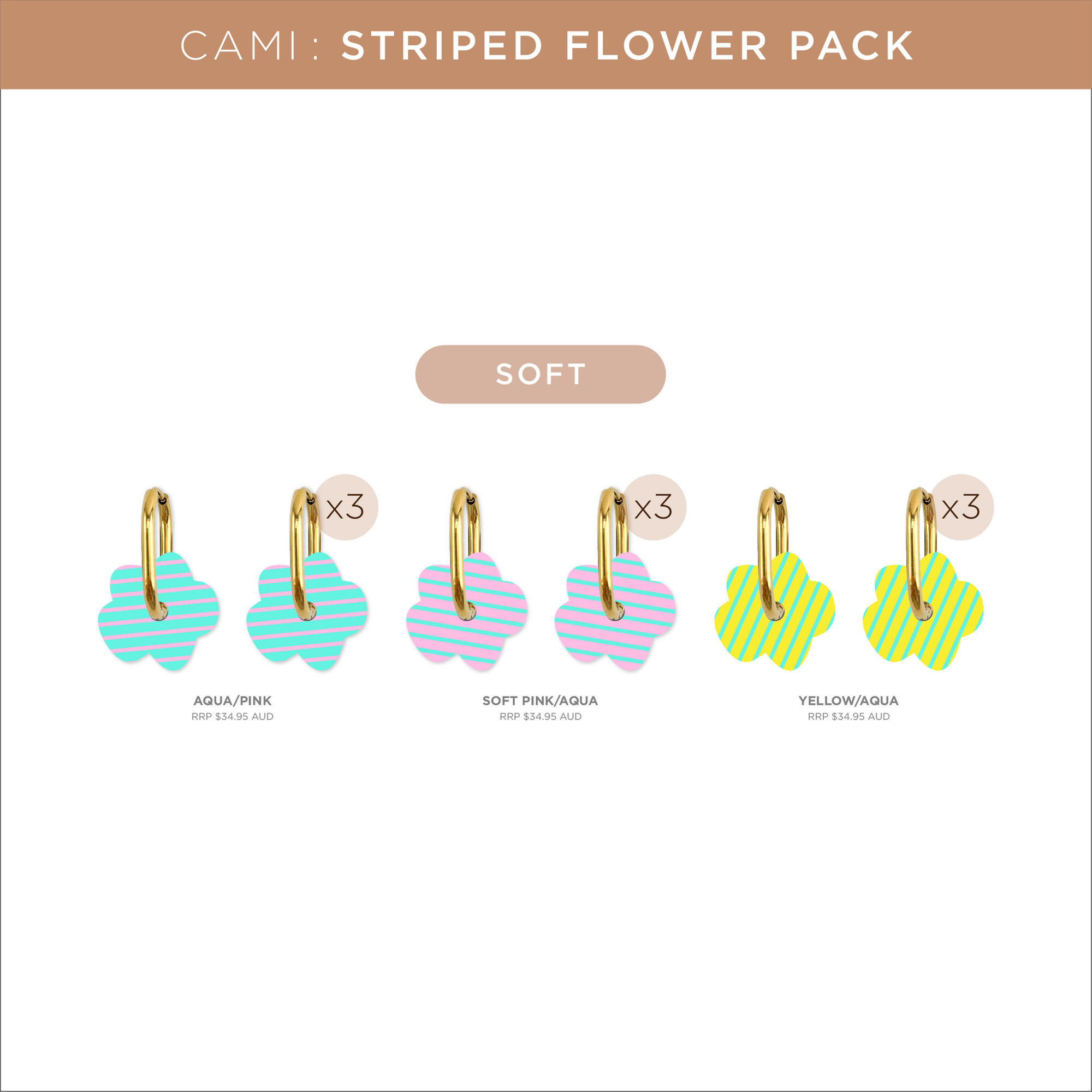 Cami Pack Striped Flower Soft