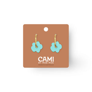 Cami Striped Flower Aqua/Pink Earring