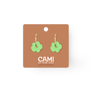 Cami Striped Flower Emerald/Yellow Earring