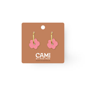 Cami Striped Flower Pink/Mustard Earring