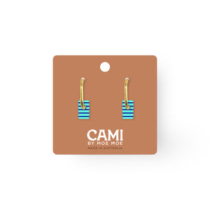 Cami Striped Tab Aqua/Navy Earring