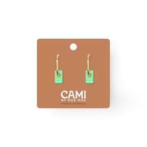 Cami Striped Tab Aqua/Yellow Earring