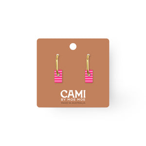 Cami Striped Tab Hot Pink Earring