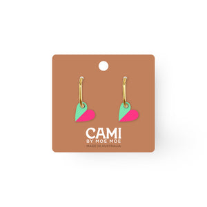 Cami Vovo Heart Mint/Hot Pink Earring