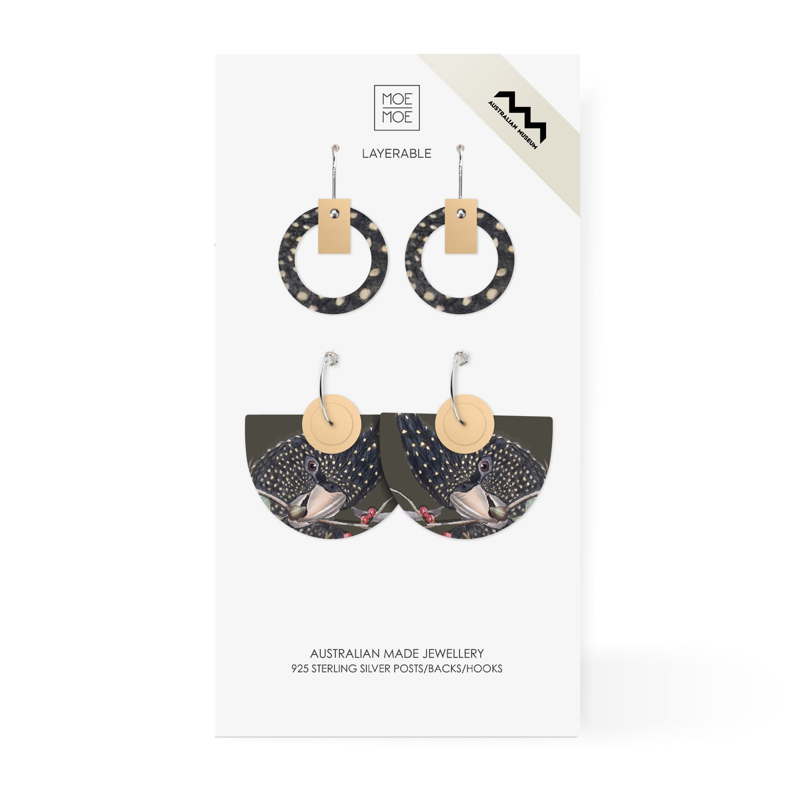 Native Birds Black Cockatoo Bell Halo Pack Earring