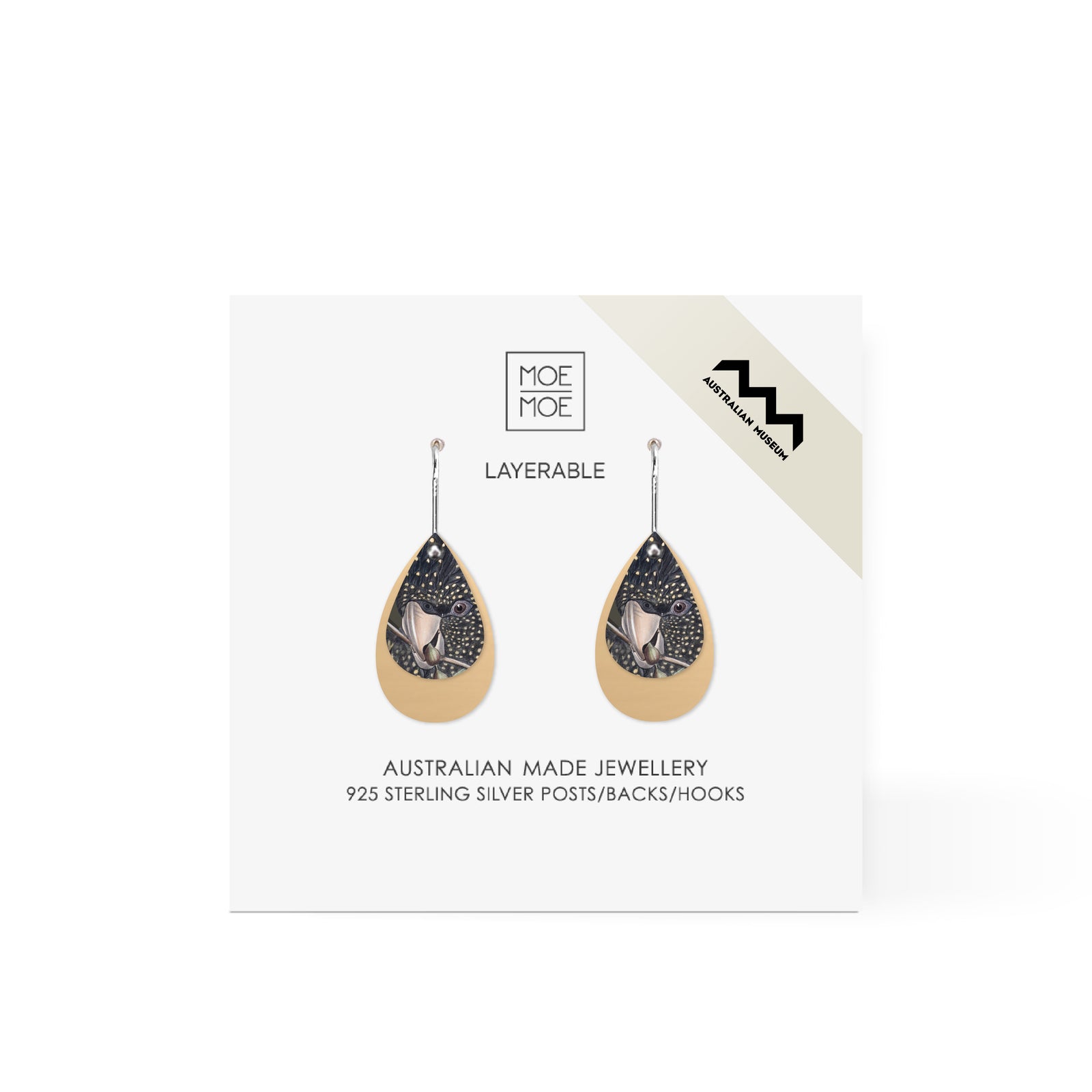 Native Birds Black Cockatoo Layered Double Tear Drop Earring