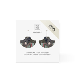 Native Birds Black Cockatoo Pagoda Drop Earring