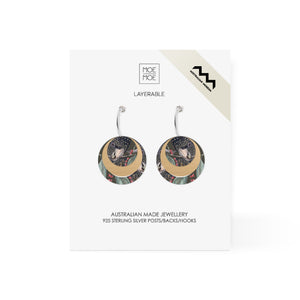 Native Birds Black Cockatoo Three Circle Hoop Earring
