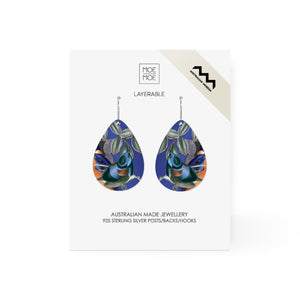 Native Birds Kingfisher Blue Iconic Tear Drop Earring