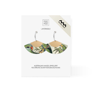 Native Birds Parrot & Pardalote Layered Fan Hoop Earring