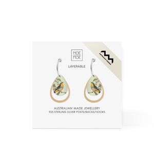 Native Birds Parrot & Pardalote Layered Iconic Outline  Hoop Earring