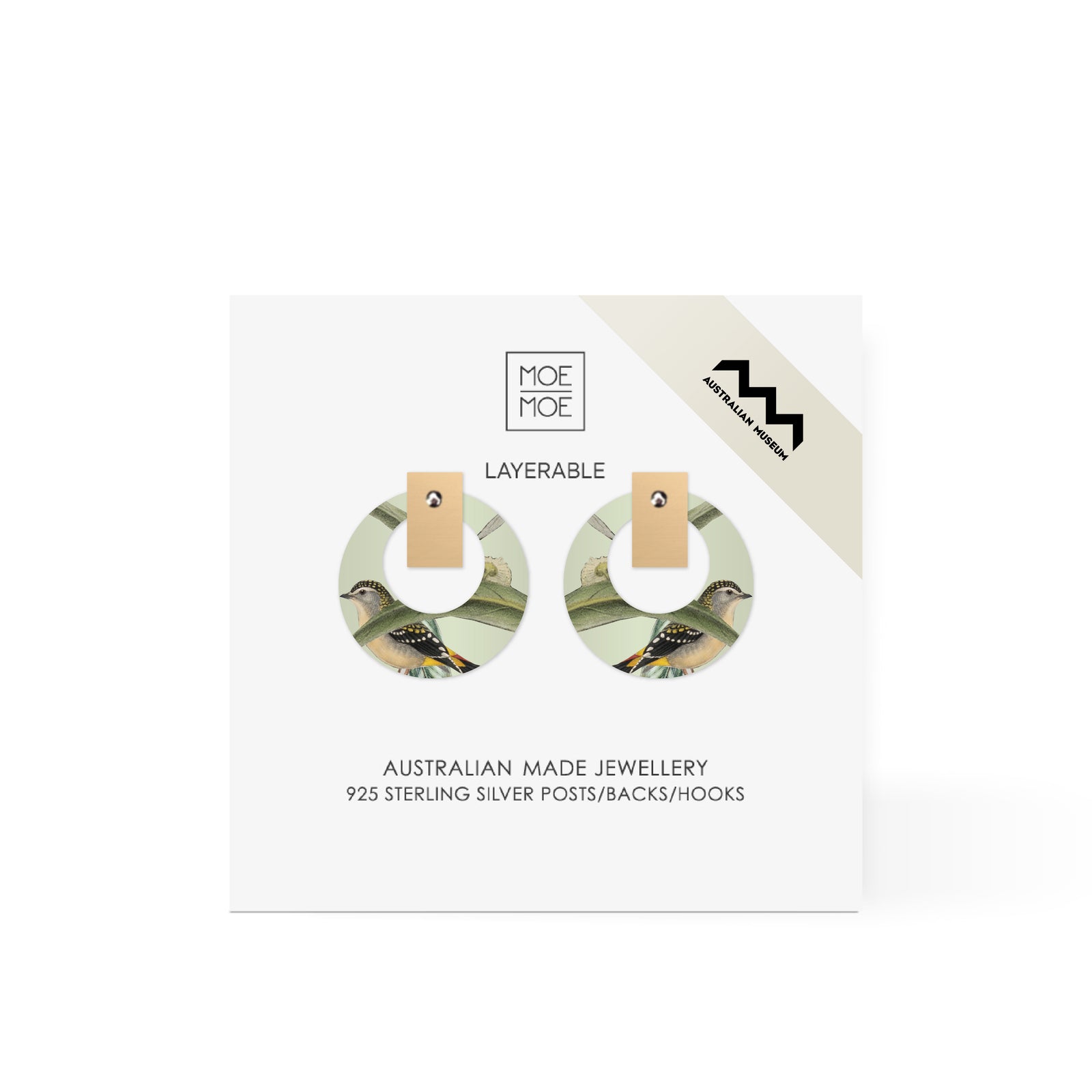 Native Birds Parrot & Pardalote Layered Small Retro Stud Earring