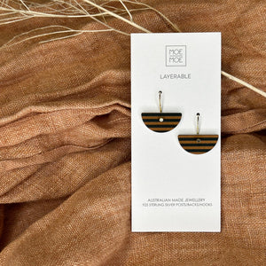 Metallic Brown and Black Small Moon Drop Earrings