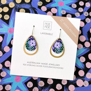 Azeza Possum Dreamtime Layered Iconic Outline Drop Earrings