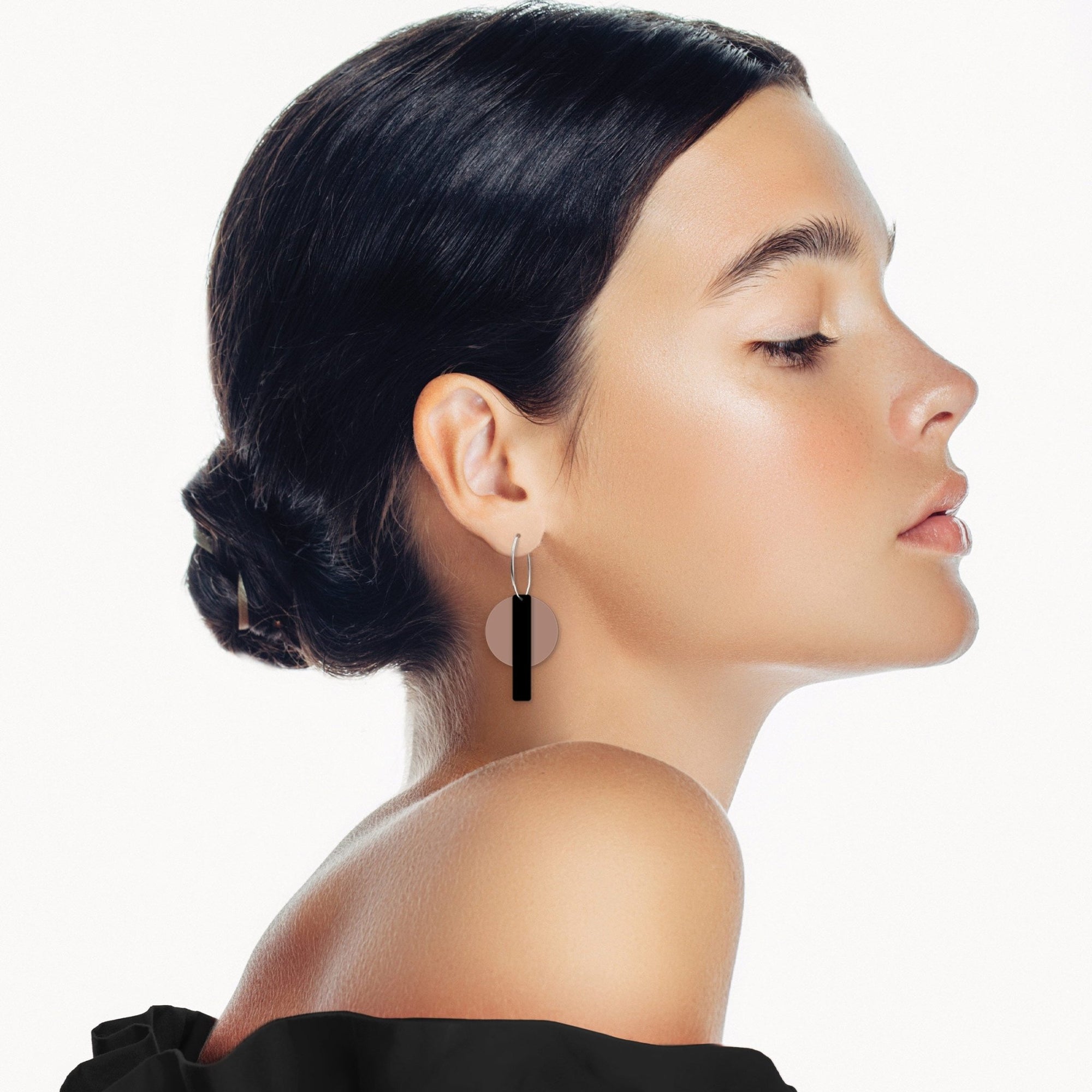 Earth&Stone Clay Orbit Bar Stack Hoop Earrings