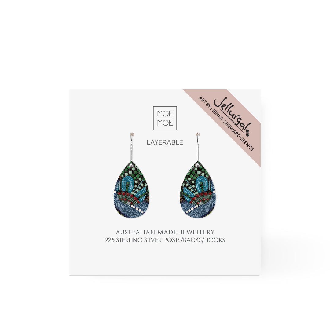 Jellurgal Songlines Layered Double Tear Drop Earring