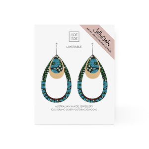 Jellurgal Songlines Layered Outline Tear drop Earring
