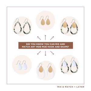 Native Birds Feather & Cuckoo Layered Outline Tear Drop Earring