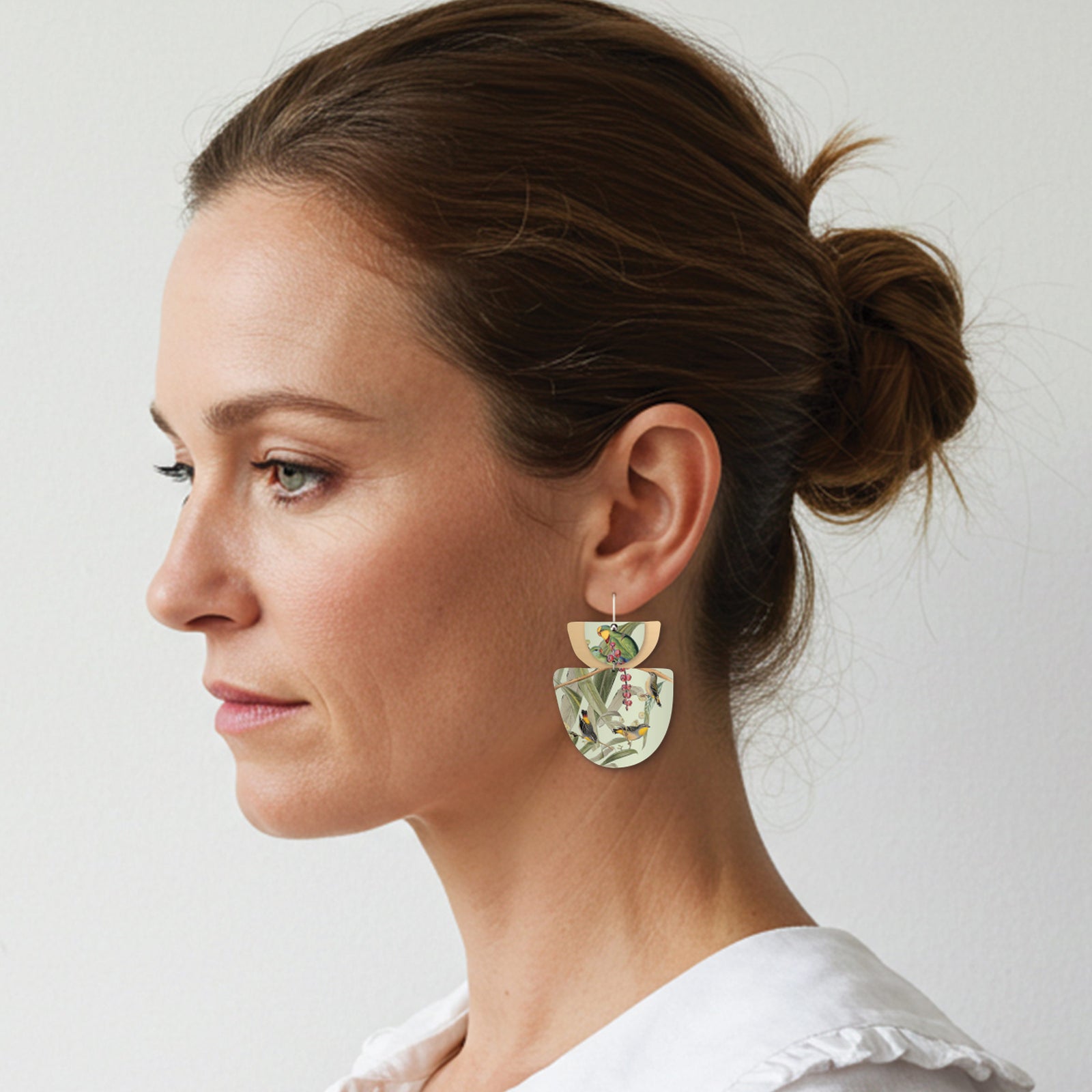 Native Birds Parrot & Pardalote Layered Double Bell Drop Earring