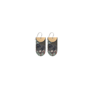 Native Birds Black Cockatoo Layered Tab Drop Earring