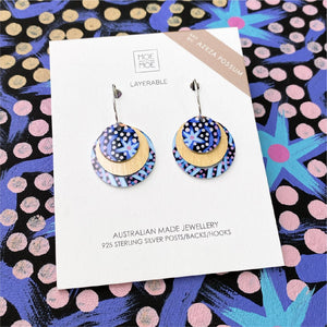 Azeza Possum Dreamtime Three Circle Hoop Earrings Moe Moe Design