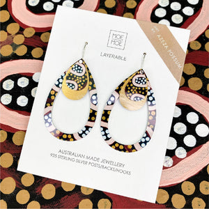 Azeza Possum Country Layered Outline Tear Drop Earrings