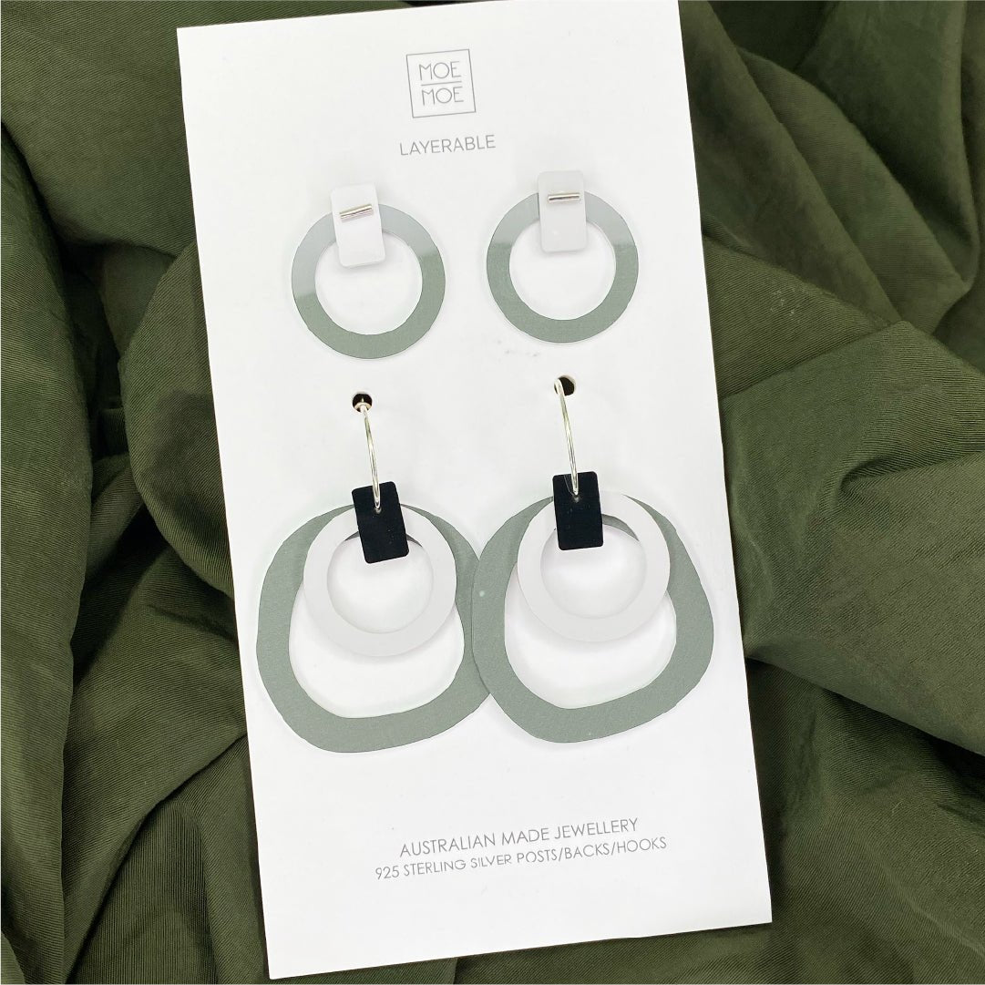 Earth&Stone Olive Orb Mixer Pack Earrings