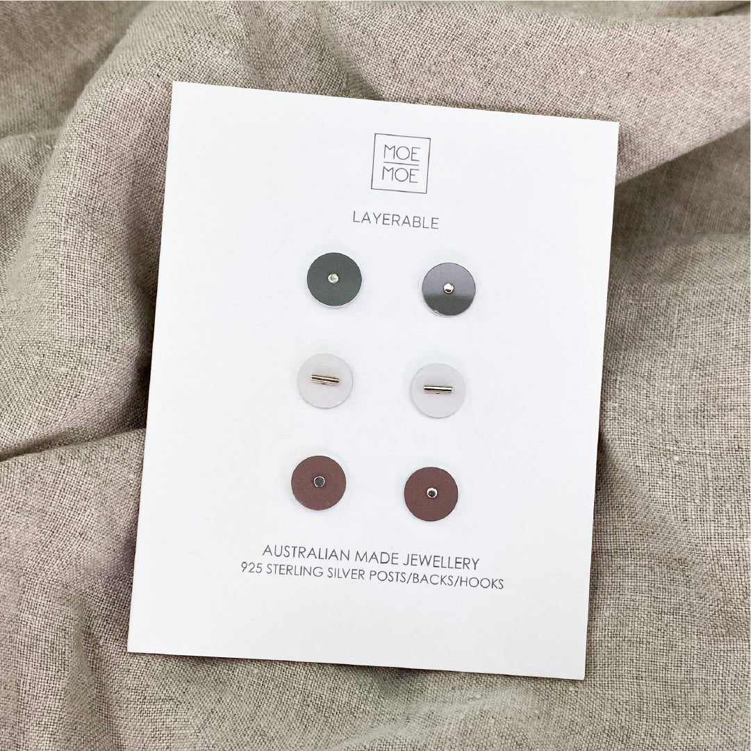 Earth&Stone Stone Circle Stud Pack Earrings